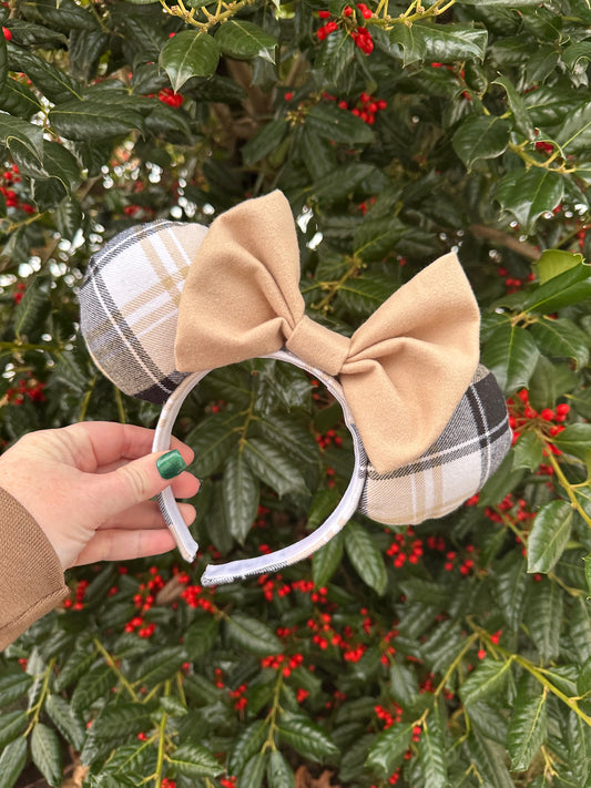 Neutral Plaid Ears