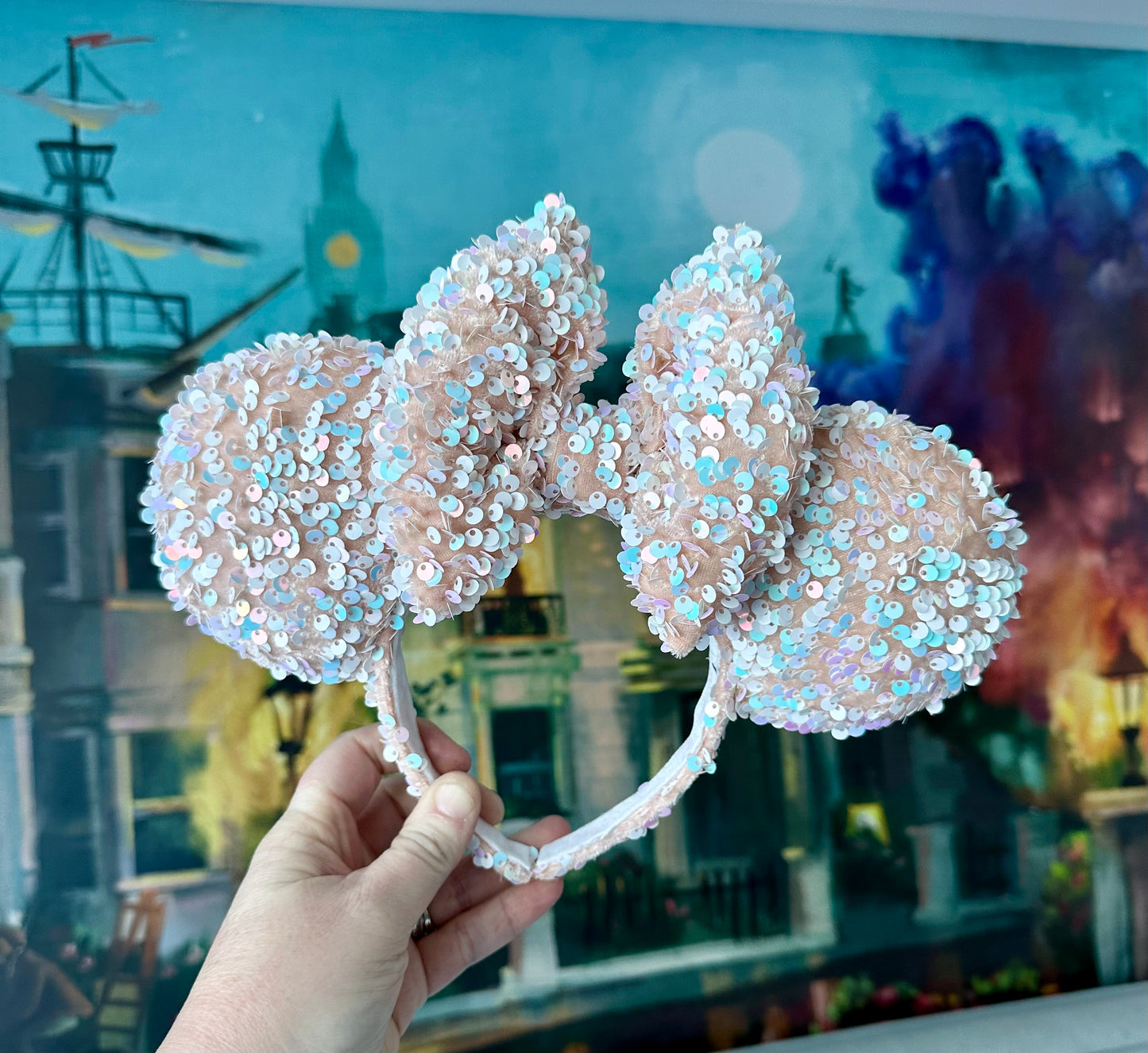 Neutral Iridescent Sequin Ears