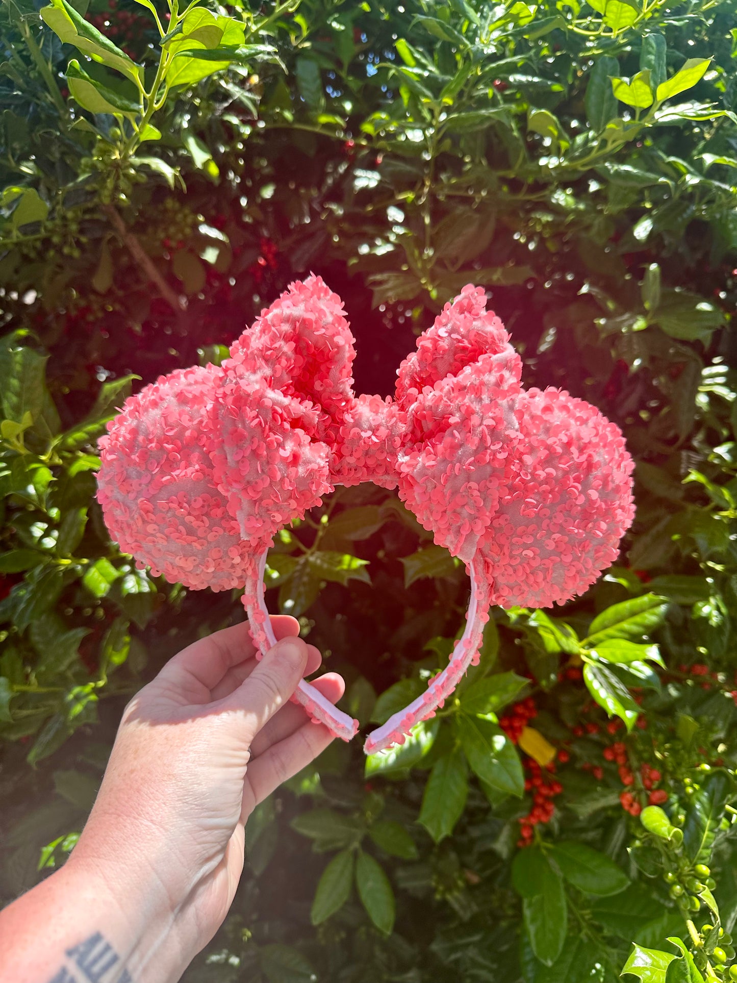 Coral Sequin Ears