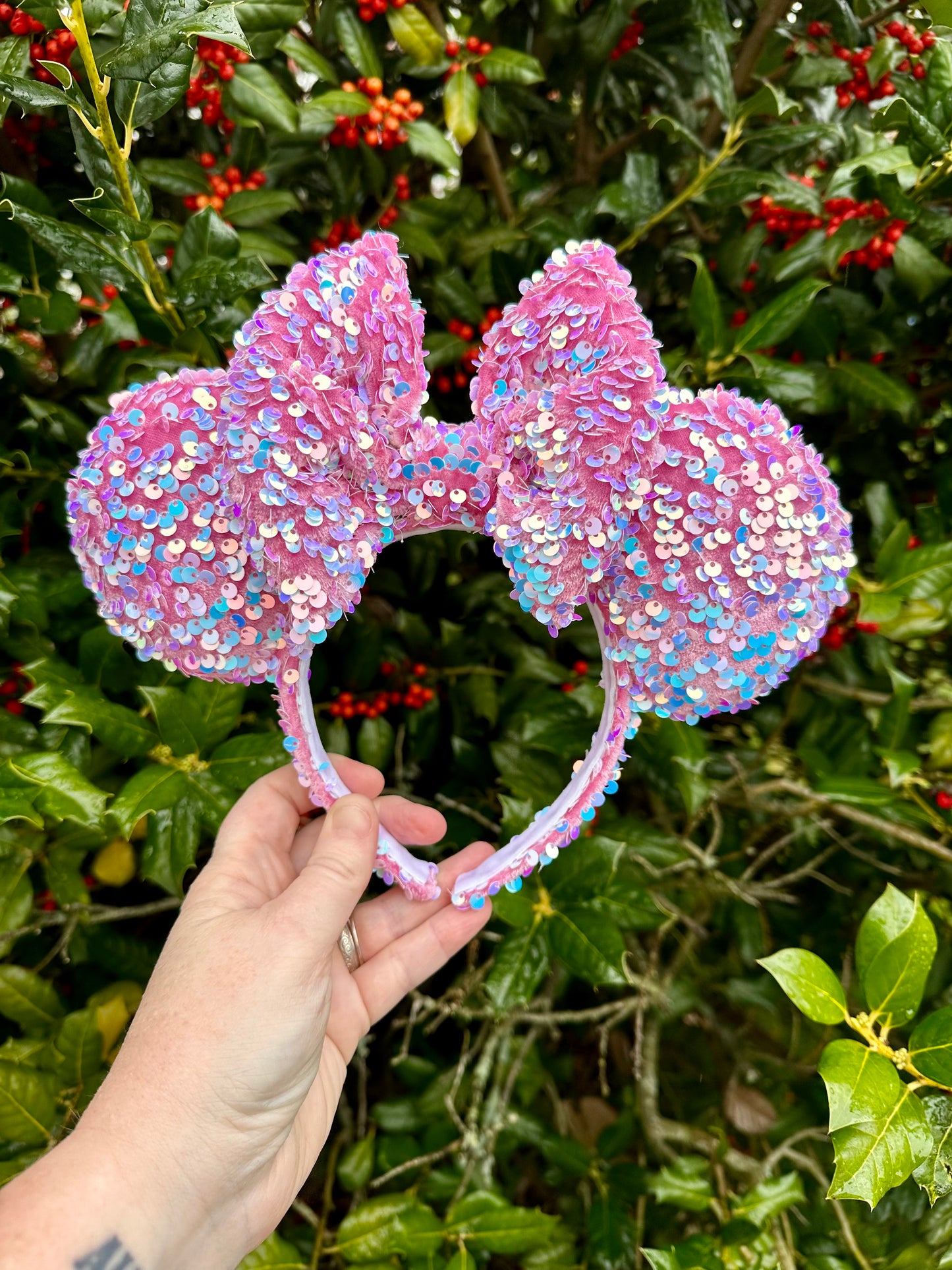 Iridescent Pink w/Aqua Sequin Ears