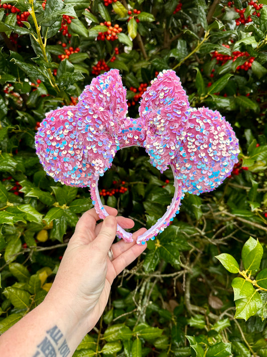 Iridescent Pink w/Aqua Sequin Ears