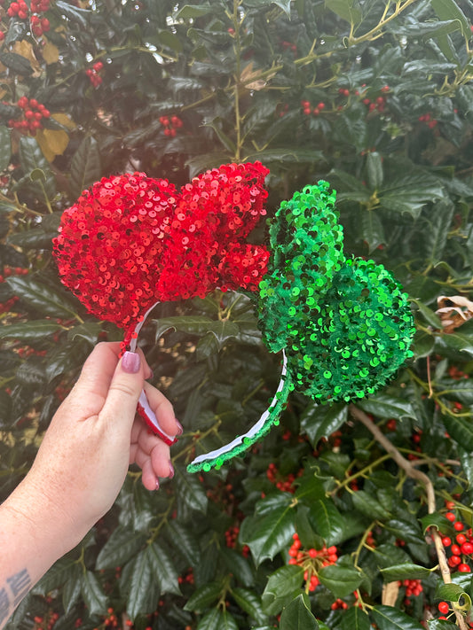 Red & Green Christmas Sequin Ears