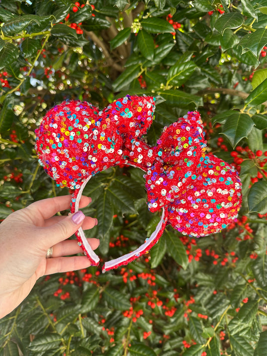 Red Sparkle Sequin Ears