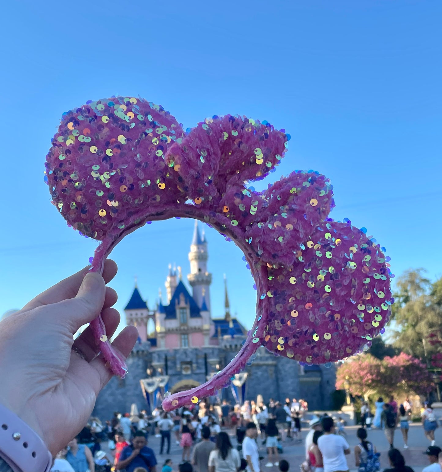 Iridescent Pink Sequin Ears