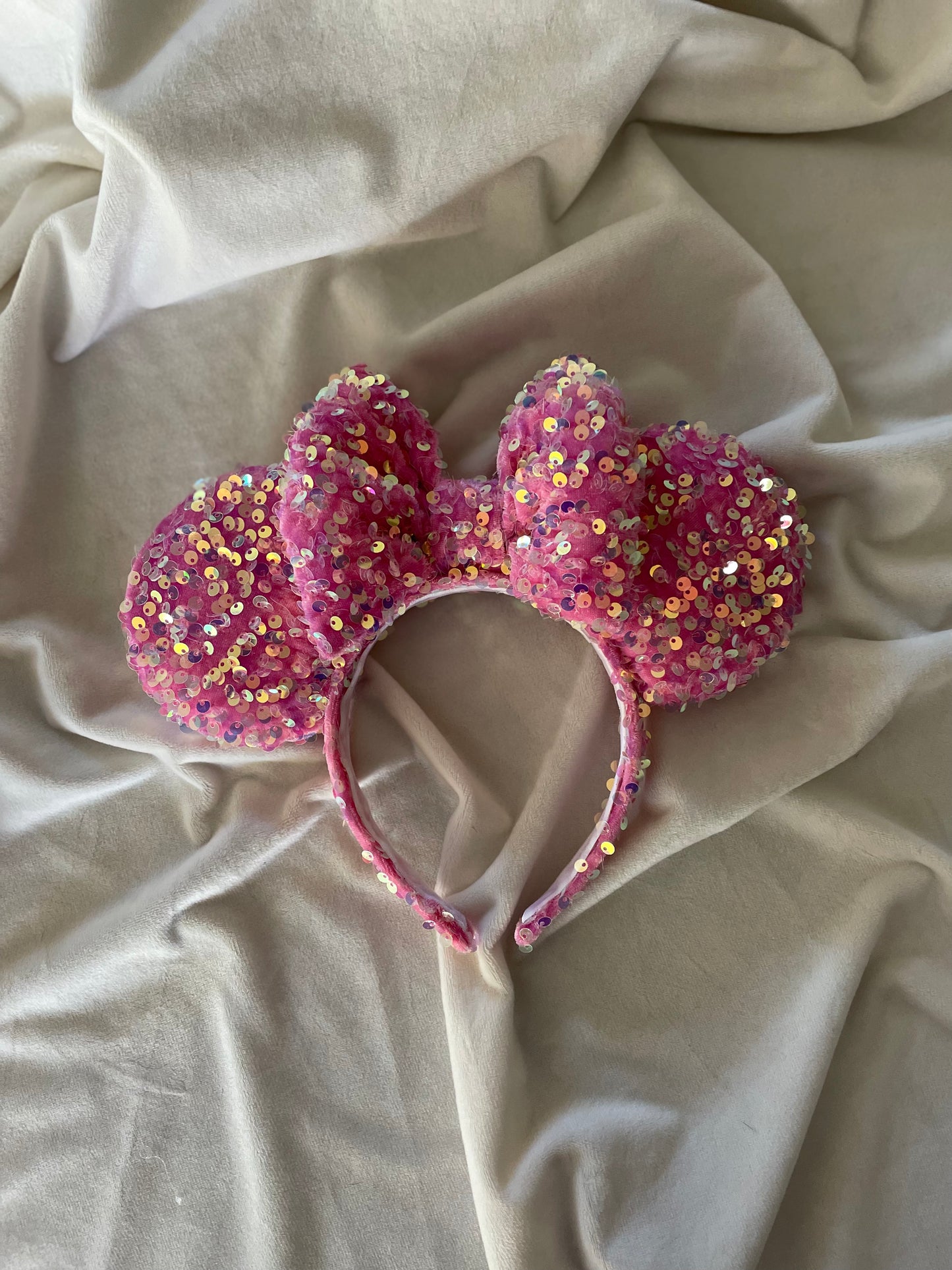 Iridescent Pink Sequin Ears